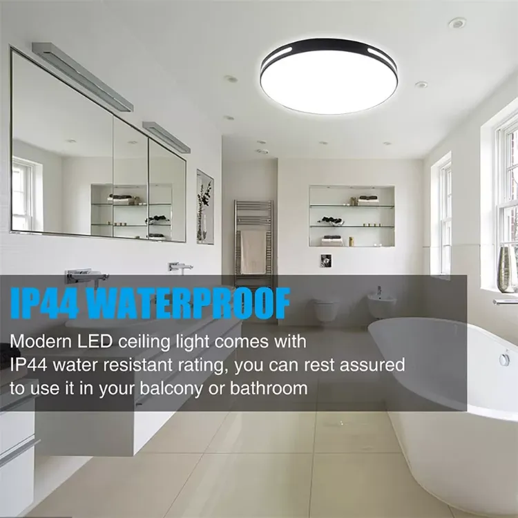Picture of 27W Modern Ceiling Light LED, 40cm Black LED Dimmable Ceiling Lights Fixtures with Switch Control, Square Flush Mount Ceiling Lamp for Living Room