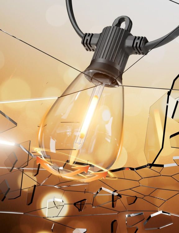 Picture of 30FT S14 Festoon Lights Outdoor Mains Powered IP65 Waterproof Outdoor String Lights LED, Garden String Lights with 10+1 Plastic Shatterproof Bulbs Outside Lights for Patio Party Wedding, 2700K