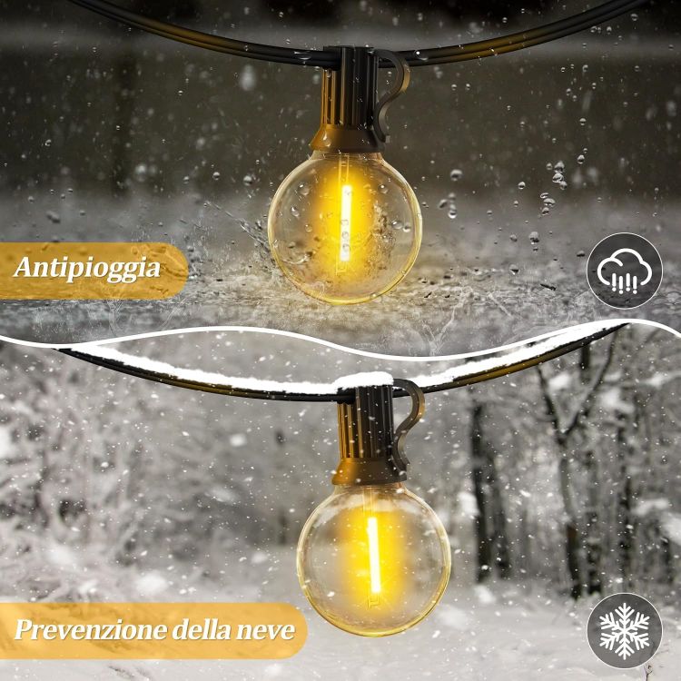 Picture of Outdoor Festoon Light Mains Powered with Timer & Dimmable 15M String Lights LED Bulb Shatterproof, Waterproof Garden Lights for Outside Pergola Party Gazebo 