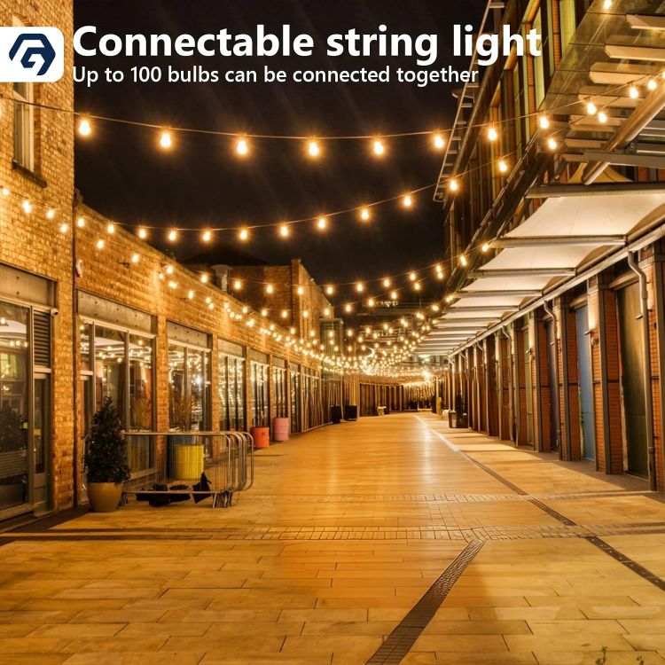 Picture of Garden Lights 50FT/15M, ST38 Outdoor String Lights, Warm White Waterproof Outdoor Festoon Lights Mains Powered with 25+1 Plastic LED Bulbs for Patio Balcony Party Wedding