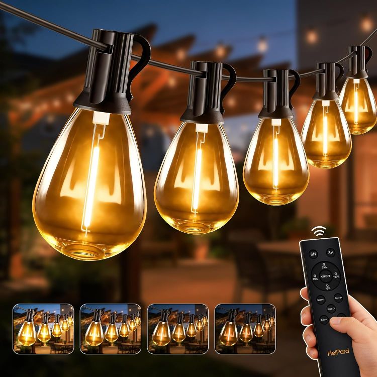 Picture of Outdoor String Lights Mains Powered 10m 15+1 LED S11 Festoon Lights Outdoor IP45 Waterproof Garden Lights with Remote Control Dimmable Timer 2200K Warm White for Garden Patio Balcony
