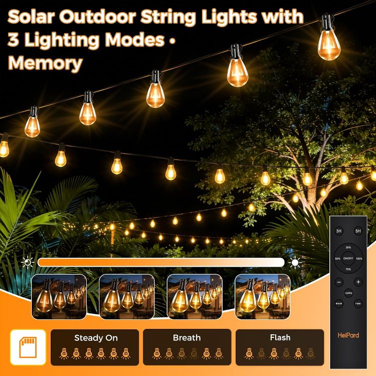 Picture of Outdoor String Lights Mains Powered 10m 15+1 LED S11 Festoon Lights Outdoor IP45 Waterproof Garden Lights with Remote Control Dimmable Timer 2200K Warm White for Garden Patio Balcony