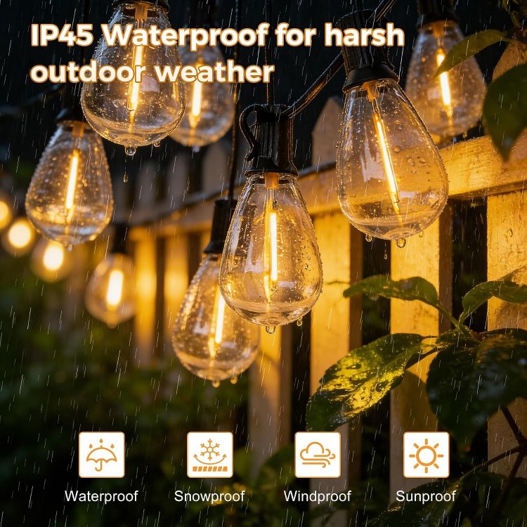 Picture of Outdoor String Lights Mains Powered 10m 15+1 LED S11 Festoon Lights Outdoor IP45 Waterproof Garden Lights with Remote Control Dimmable Timer 2200K Warm White for Garden Patio Balcony