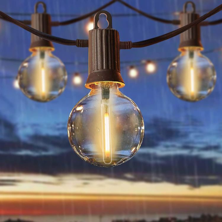 Picture of LED Outdoor String Lights Mains Powered, 50Ft Waterproof IP65 Garden String Lights, Shatterproof Festoon Lights for Outside Bistro Backyard Party Cafe