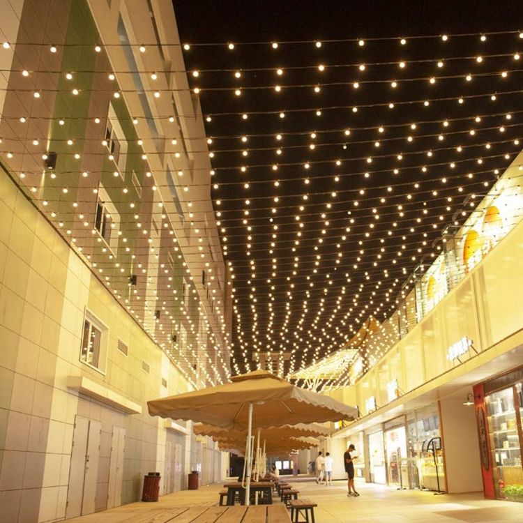 Picture of LED Outdoor String Lights Mains Powered, 50Ft Waterproof IP65 Garden String Lights, Shatterproof Festoon Lights for Outside Bistro Backyard Party Cafe
