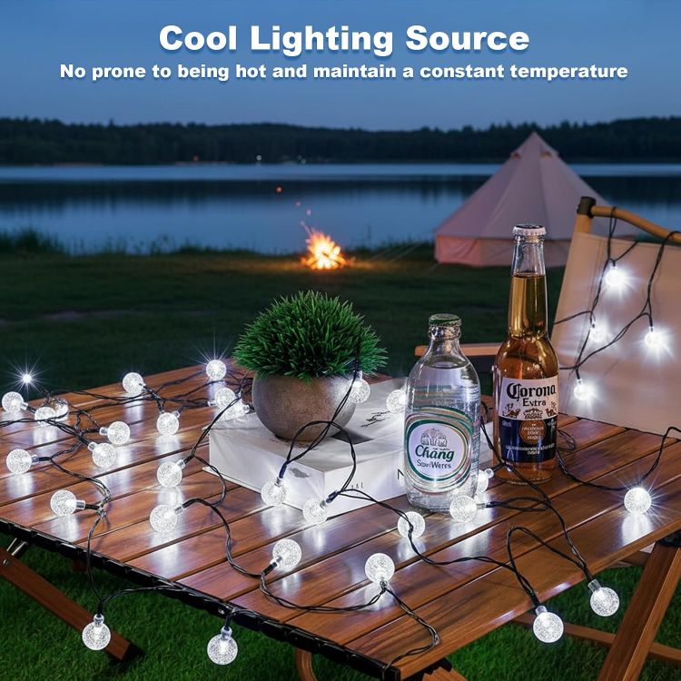 Picture of 30LED Solar Lights Outdoor Garden, Weatherproof Solar String Lights 5M/16Ft 8 Mode Indoor/Outdoor 8-Hour Timer Solar Fairy Lights for Home, Yard, Patio, Birthday, Wedding Party (Cool White) 