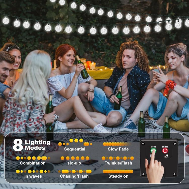 Picture of 30LED Solar Lights Outdoor Garden, Weatherproof Solar String Lights 5M/16Ft 8 Mode Indoor/Outdoor 8-Hour Timer Solar Fairy Lights for Home, Yard, Patio, Birthday, Wedding Party (Cool White) 
