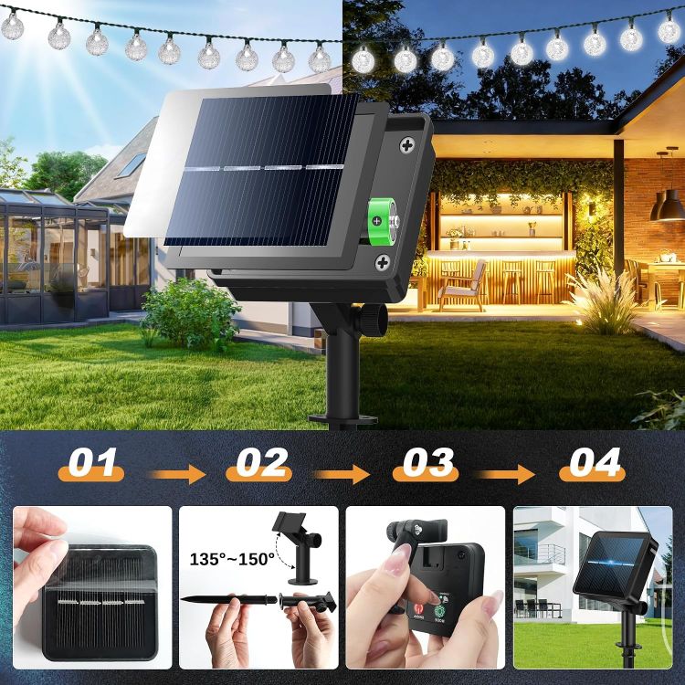Picture of 30LED Solar Lights Outdoor Garden, Weatherproof Solar String Lights 5M/16Ft 8 Mode Indoor/Outdoor 8-Hour Timer Solar Fairy Lights for Home, Yard, Patio, Birthday, Wedding Party (Cool White) 