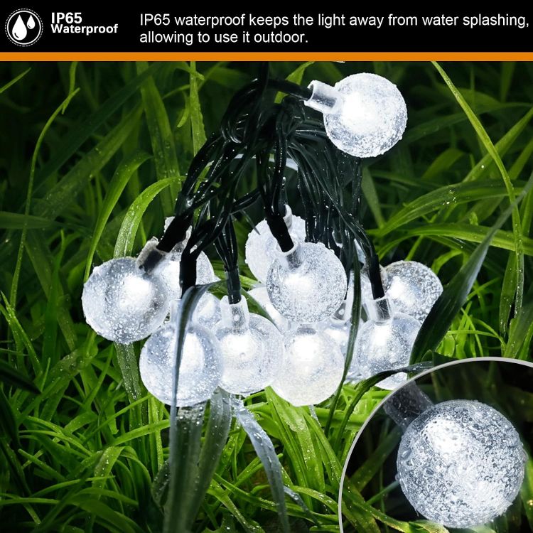 Picture of 30LED Solar Lights Outdoor Garden, Weatherproof Solar String Lights 5M/16Ft 8 Mode Indoor/Outdoor 8-Hour Timer Solar Fairy Lights for Home, Yard, Patio, Birthday, Wedding Party (Cool White) 