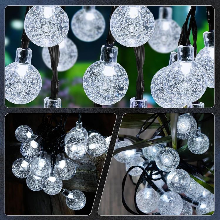 Picture of 30LED Solar Lights Outdoor Garden, Weatherproof Solar String Lights 5M/16Ft 8 Mode Indoor/Outdoor 8-Hour Timer Solar Fairy Lights for Home, Yard, Patio, Birthday, Wedding Party (Cool White) 