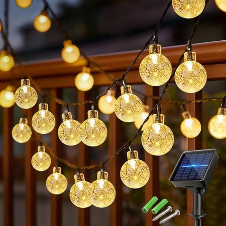 Picture of 30LED Solar Lights Outdoor Garden, Weatherproof Solar String Lights 5M/16Ft 8 Mode Indoor/Outdoor 8-Hour Timer Solar Fairy Lights for Home, Yard, Patio, Birthday, Wedding Party (Cool White) 