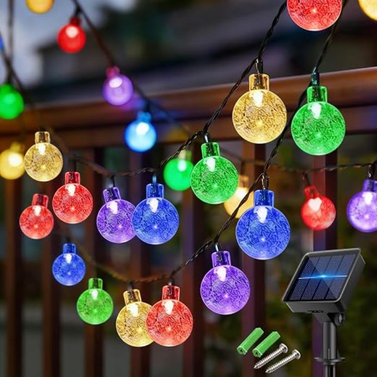 Picture of 30LED Solar Lights Outdoor Garden, Weatherproof Solar String Lights 5M/16Ft 8 Mode Indoor/Outdoor 8-Hour Timer Solar Fairy Lights for Home, Yard, Patio, Birthday, Wedding Party (Cool White) 