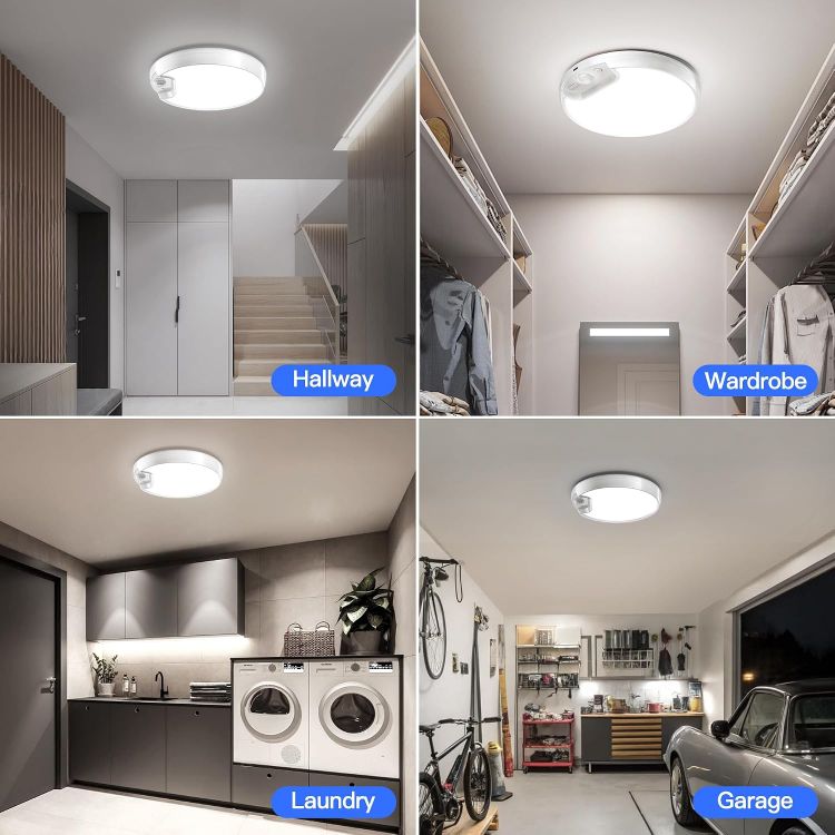 Picture of Homelist Motion Sensor Ceiling Light, 8000mAh, 8-Inch, 500 lm, 1 Pack LED Ceiling Light with Remote, Battery Powered Rechargeable Dimmable Sensor Lights, Bathroom Garage Shed Loft Hallway Stair