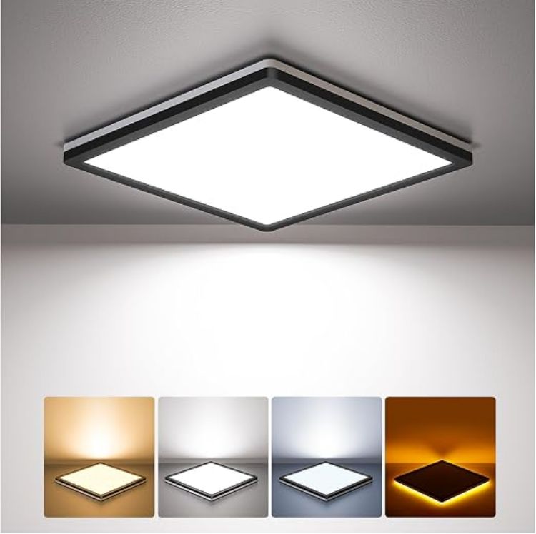Picture of  18W LED Ceiling Light with Night Light, 1800LM 3000K/4000K/5000K, 22CM Waterproof Bathroom Light, Square Flush Ceiling Light for Kitchen Bedroom Hallway Porch Living Room, White