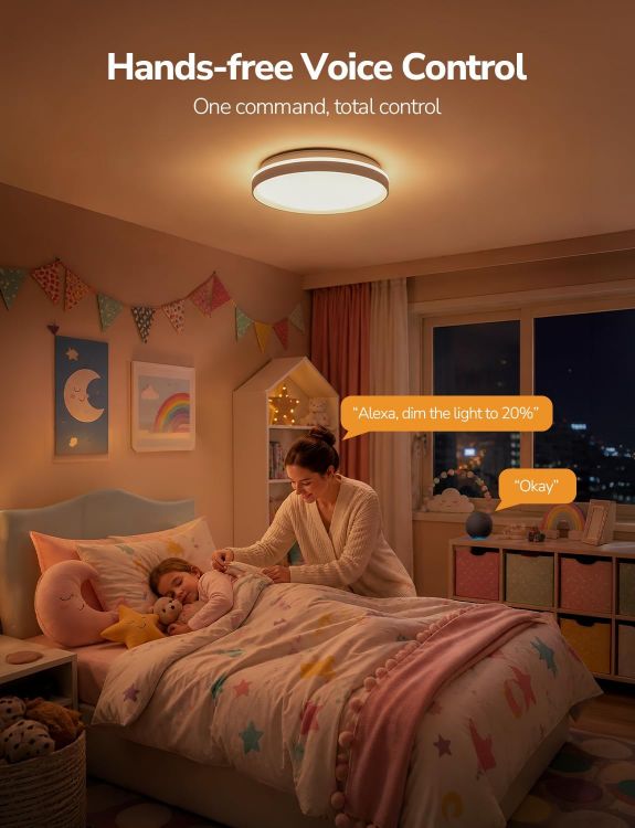 Picture of Lepro AI Smart Ceiling Light, 24W Dimmable Ceiling Light, Round Ø29cm 1800LM Tunable Light 2700-5700K, Works with Alexa & Google Assistant, Colour DIY for Bedroom, Bathroom, Living Room, Kitchen