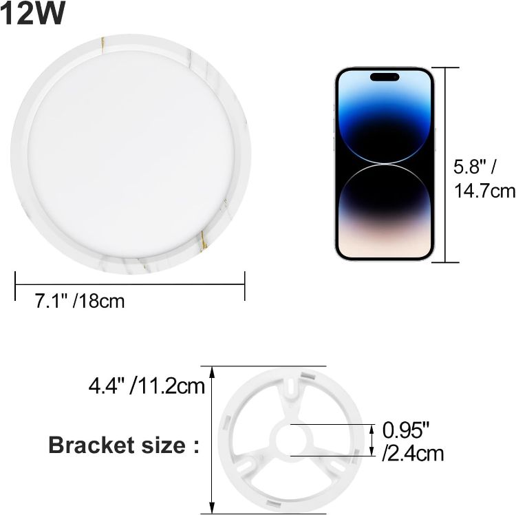 Picture of LVL LED Ceiling Light 12W, Round Flush Mount with Marble Texture, CCT Adjustable & Easy Install, Modern Lighting for Living Room, Bedroom, Kitchen, Bathroom (7 Inch) 