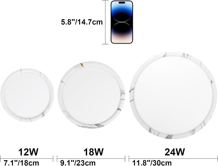 Picture of LVL LED Ceiling Light 12W, Round Flush Mount with Marble Texture, CCT Adjustable & Easy Install, Modern Lighting for Living Room, Bedroom, Kitchen, Bathroom (7 Inch) 