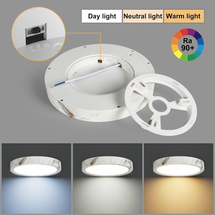 Picture of LVL LED Ceiling Light 12W, Round Flush Mount with Marble Texture, CCT Adjustable & Easy Install, Modern Lighting for Living Room, Bedroom, Kitchen, Bathroom (7 Inch) 
