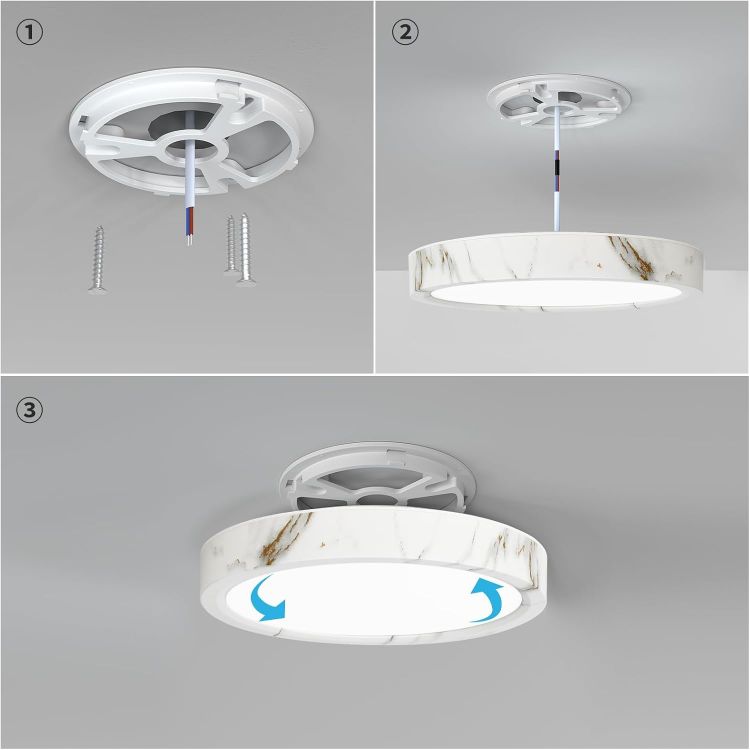 Picture of LVL LED Ceiling Light 12W, Round Flush Mount with Marble Texture, CCT Adjustable & Easy Install, Modern Lighting for Living Room, Bedroom, Kitchen, Bathroom (7 Inch) 