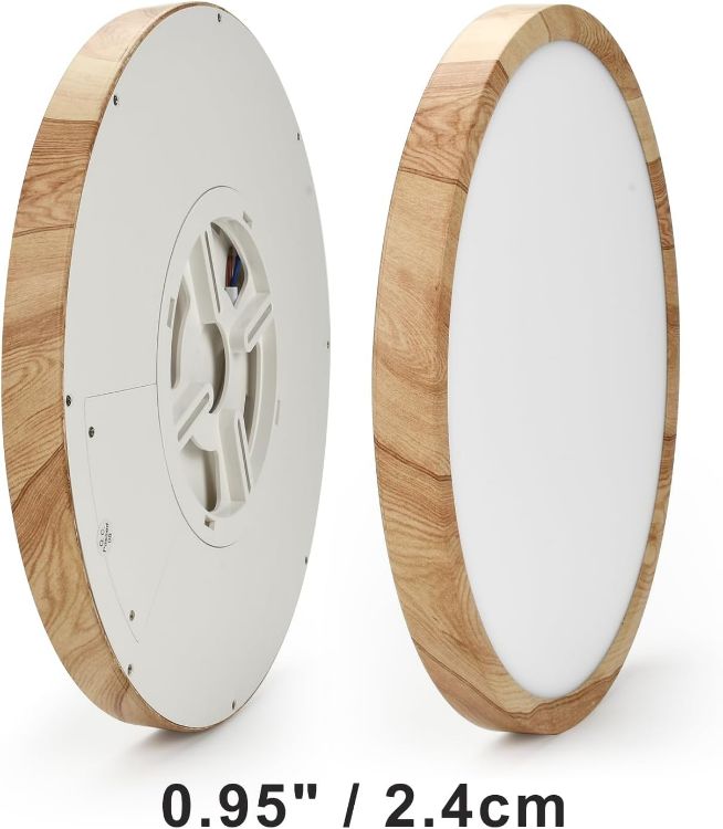 Picture of LVL LED Ceiling Light, 24W Wood Grain Flat Round Nordic Flush Ceiling Light for Bedroom Living Room Kitchen Bathroom Lights (24W)