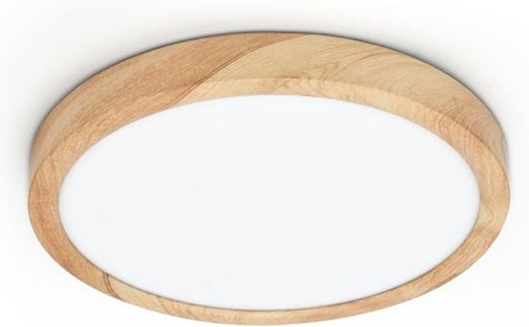 Picture of LVL LED Ceiling Light, 24W Wood Grain Flat Round Nordic Flush Ceiling Light for Bedroom Living Room Kitchen Bathroom Lights (24W)