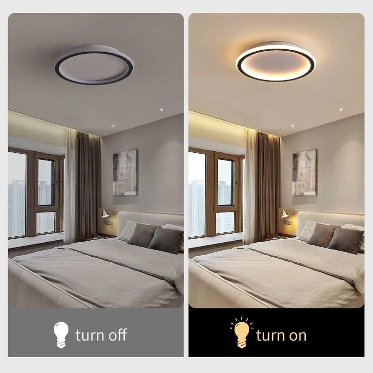 Picture of LED Ceiling Light,Flat 24W Warm White 3000K 2700 LM,Modern Ultra Thin Black Round Ceiling Lights Ø315mm for Lounge Living Room Kitchen Dining Room Hallway Home Office Outside Porch