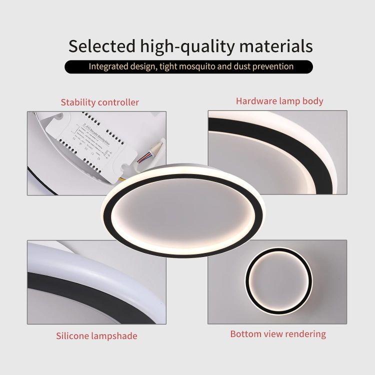 Picture of LED Ceiling Light,Flat 24W Warm White 3000K 2700 LM,Modern Ultra Thin Black Round Ceiling Lights Ø315mm for Lounge Living Room Kitchen Dining Room Hallway Home Office Outside Porch