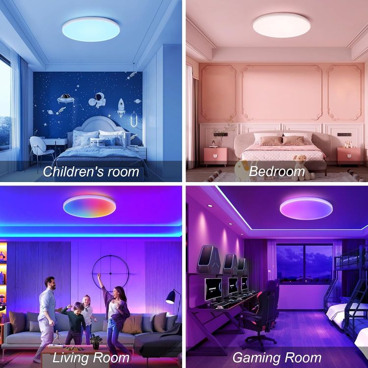 Picture of 24W RGB LED Ceiling Light,Bluetooth Smart Lamp with Remote IP44 Waterproof Dimmable Bathroom Lights Ceiling for Bedroom, Living Room, Kitchens and Hallways