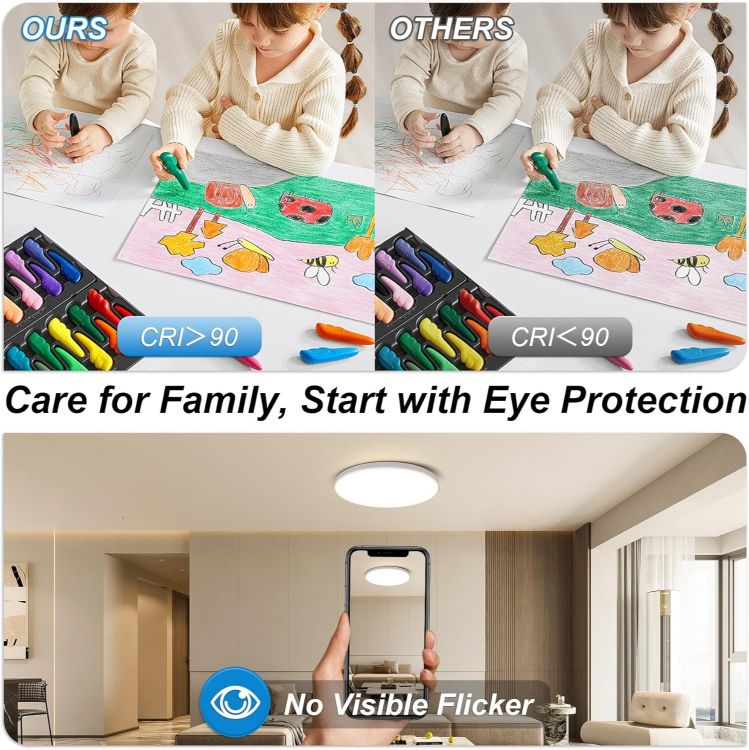 Picture of 24W RGB LED Ceiling Light,Bluetooth Smart Lamp with Remote IP44 Waterproof Dimmable Bathroom Lights Ceiling for Bedroom, Living Room, Kitchens and Hallways