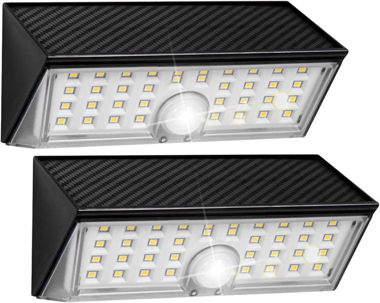 Picture of Outdoor Solar-Powered Motion Sensor Wall Lights, LED Security Lights IP65 Waterproof, 3000K Colour Temperature, 4 Lighting Modes Suitable for Yard,Fence,Garden,Pathway（2 Packs）
