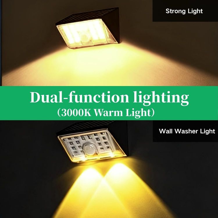 Picture of Outdoor Solar-Powered Motion Sensor Wall Lights, LED Security Lights IP65 Waterproof, 3000K Colour Temperature, 4 Lighting Modes Suitable for Yard,Fence,Garden,Pathway（2 Packs）