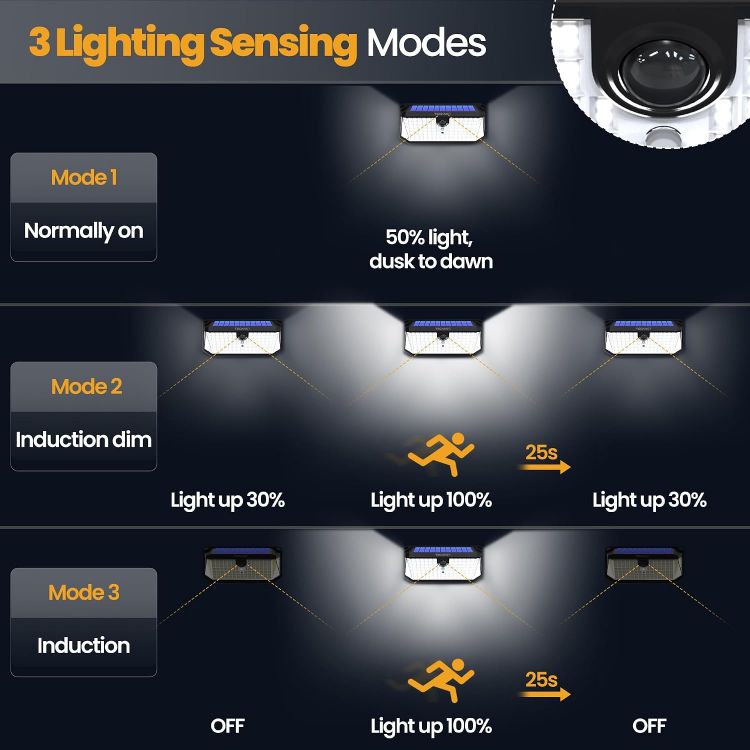 Picture of 546 LED Solar Lights Outdoor Garden with Remote Control & Hook, 7500LM Motion Sensor Solar Light with 2200mAh, 300° Angle & 3 Modes Wall Lights IP66 Waterproof for Fence Garage Yard, 2 PCS