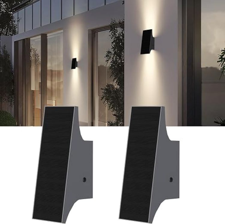 Picture of Solar Wall Light Outdoor Waterproof Up and Down, 3000K Solar Light 4-Level Brightness, Dusk to Dawn Solar Sconce Light, Easy to Install, Outdoor Solar Light for Yard Patio Garage Porch Decor