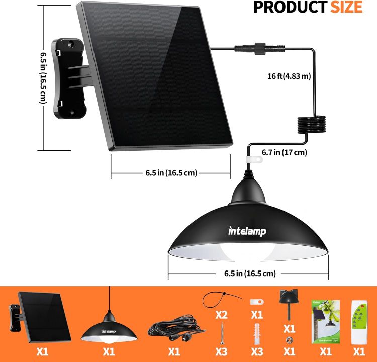 Picture of  Solar Shed Pendant Lights Remote 3 Colour Temp IP65 5m Cord Gazebo [Energy Class A] Remote Control & Timing Function,3 Adjustable Colour Temperatures,5 Metres Long Extension Cord,Waterproof