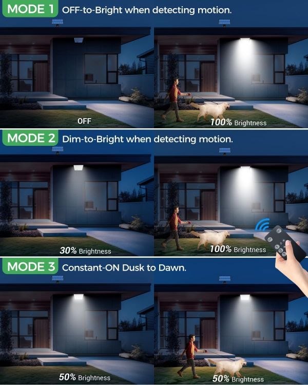 Picture of Solar Lights Outdoor, 342LED Remote Solar Security Lights Outdoor Motion Sensor, 3 Modes Garden Light Solar Powered Waterproof Pir Flood Lighting for Yard Shed Garage Outside,Cool White 