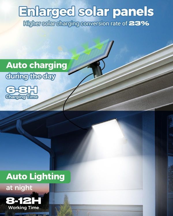 Picture of Solar Lights Outdoor, 342LED Remote Solar Security Lights Outdoor Motion Sensor, 3 Modes Garden Light Solar Powered Waterproof Pir Flood Lighting for Yard Shed Garage Outside,Cool White 