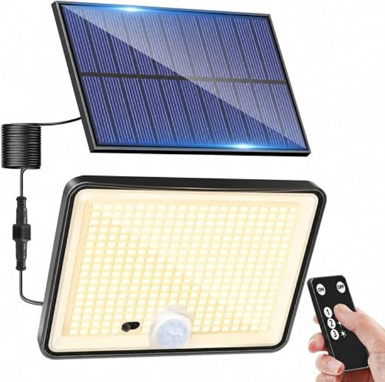 Picture of Solar Lights Outdoor, 342LED Remote Solar Security Lights Outdoor Motion Sensor, 3 Modes Garden Light Solar Powered Waterproof Pir Flood Lighting for Yard Shed Garage Outside,Cool White 