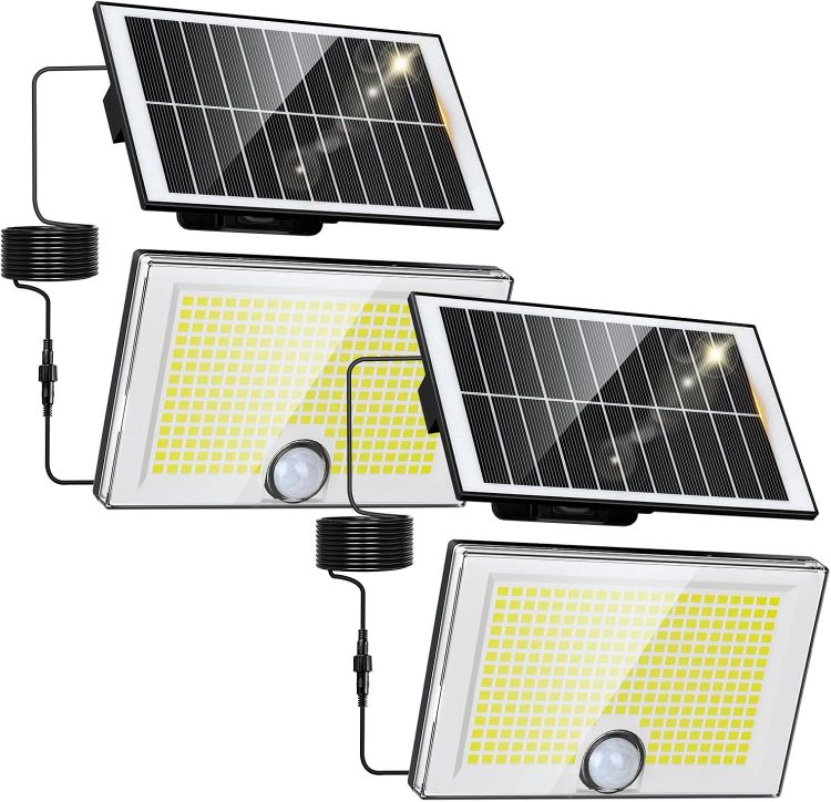Picture of Solar Security Lights Outdoor, 204 LED Solar Wall Lights with Motion Sensor, 3 Modes Bright IP65 Waterproof Pir Flood Light for Garden Yard Shed Garage Door