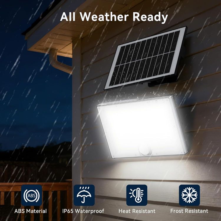 Picture of Solar Security Lights Outdoor, 204 LED Solar Wall Lights with Motion Sensor, 3 Modes Bright IP65 Waterproof Pir Flood Light for Garden Yard Shed Garage Door