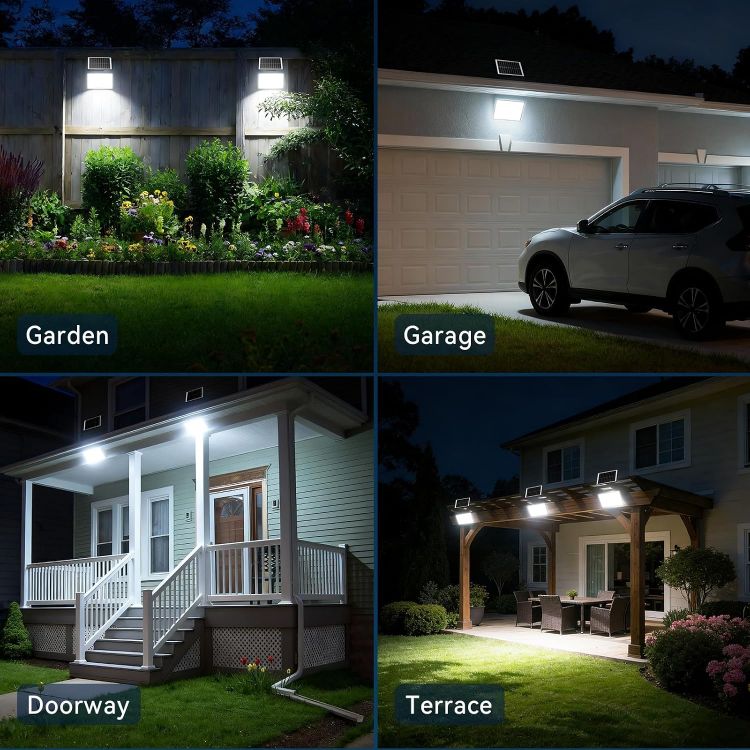 Picture of Solar Security Lights Outdoor, 204 LED Solar Wall Lights with Motion Sensor, 3 Modes Bright IP65 Waterproof Pir Flood Light for Garden Yard Shed Garage Door