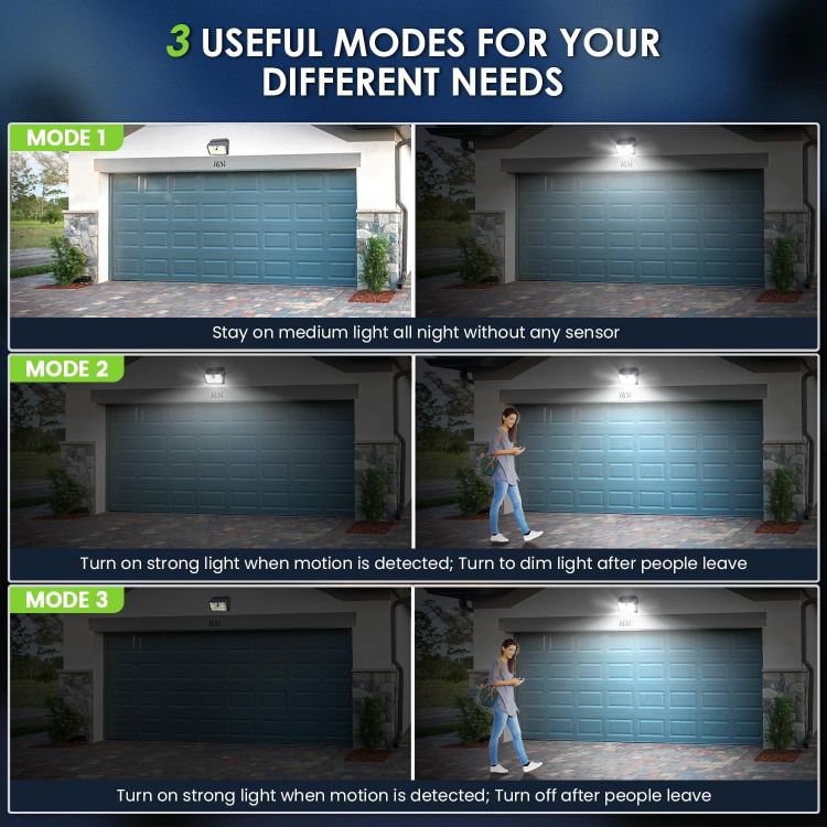 Picture of Solar Lights Outdoor, Super Bright 126LED Solar Security Lights PIR Motion Sensor with 3 Lighting Modes, 270° Lighting Angle, Wireless IP65 Waterproof Wall Lights for Outside (4 Pack)