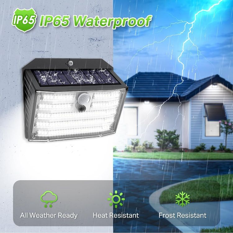 Picture of Solar Lights Outdoor, Super Bright 126LED Solar Security Lights PIR Motion Sensor with 3 Lighting Modes, 270° Lighting Angle, Wireless IP65 Waterproof Wall Lights for Outside (4 Pack)