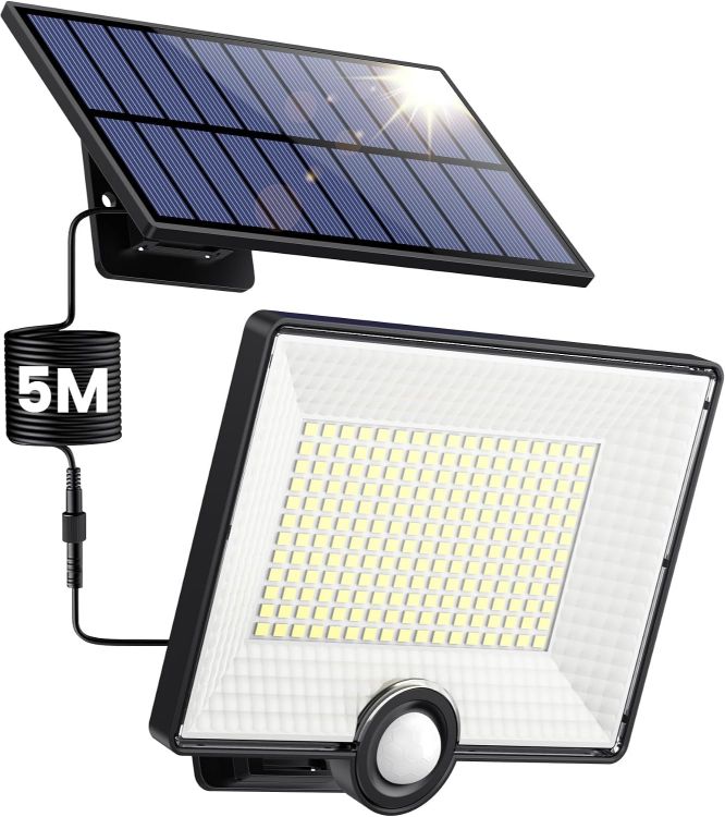 Picture of Solar Lights Outdoor with Split Panel, 204LED Solar Security Lights with PIR Motion Sensor, 270°Wide Angle 3 Modes Solar Powered Garden Lights IP65 Wall Lights for Garden Garage