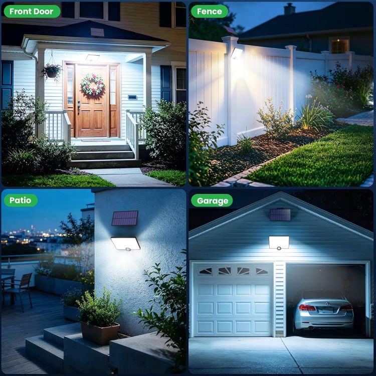 Picture of Solar Lights Outdoor with Split Panel, 204LED Solar Security Lights with PIR Motion Sensor, 270°Wide Angle 3 Modes Solar Powered Garden Lights IP65 Wall Lights for Garden Garage