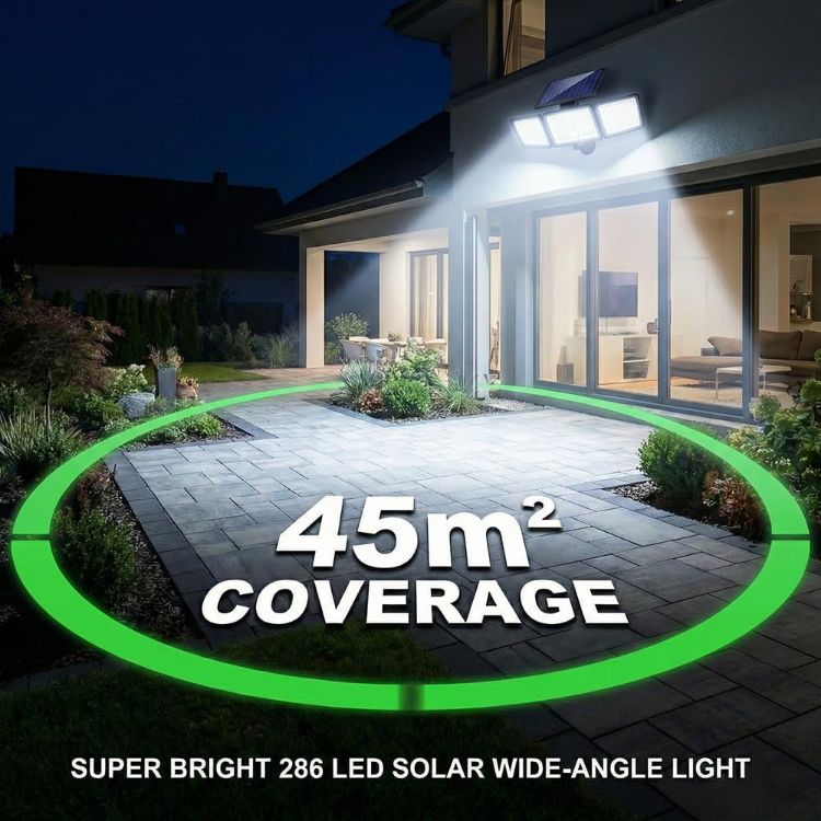 Picture of Solar Lights Outdoor, Upgraded 286 LED Motion Sensor Security Light with 360° Wide Lighting Angle, Easy to Install, IP65 Waterproof Durable Solar Powered Flood Lights for Outside 