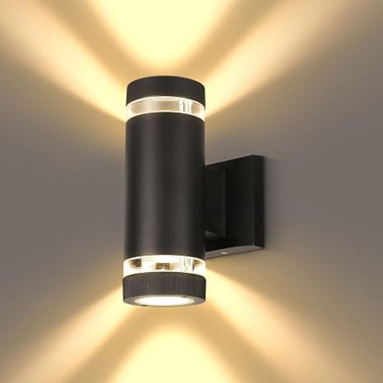 Picture of Outdoor Wall Lights Up Down IP65 Round 3000K GU 10 Black 2 pcs Outside Lights Mains Powered IP65 Outdoor Wall Lights Front Door Light Suitable for Indoors, Outdoors, Corridors, Gardens