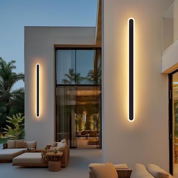 Picture of 30cm 2 Pack Outdoor Wall Lights, Modern LED Outside Lights Mains Powered, Ip67 Waterproof External Lights, 3000K Warm White Light Black Exterior Wall Light for Front Door Porch Garage 