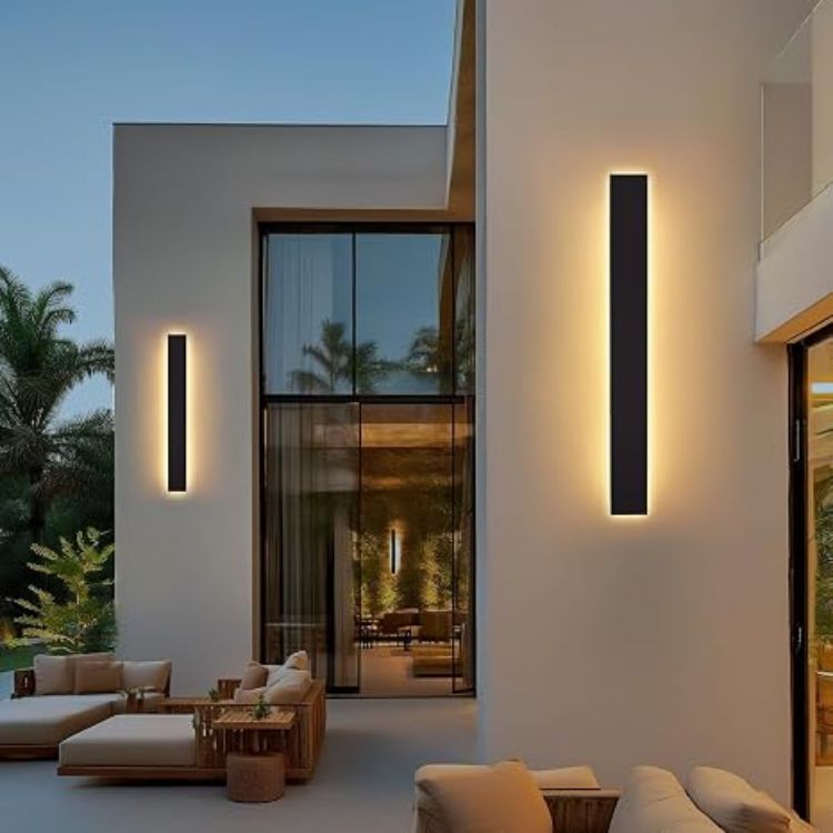 Picture of 30cm 2 Pack Outdoor Wall Lights, Modern LED Outside Lights Mains Powered, Ip67 Waterproof External Lights, 3000K Warm White Light Black Exterior Wall Light for Front Door Porch Garage 