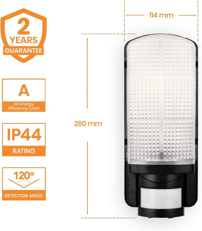 Picture of National Lighting Motion Outdoor Lights Mains Powered - PIR Lights Outdoor - Bulkhead Wall Lights with Motion Sensor - IP44 Rated Security Lights - Black Finish - E27 LED Compatible 