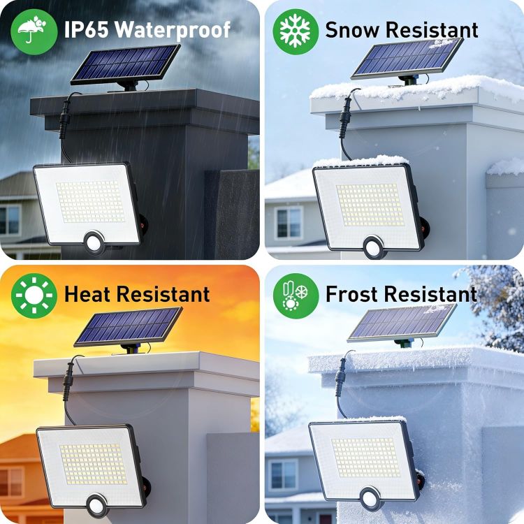 Picture of Solar Lights Outdoor with Split Panel, 204LED Solar Security Lights with PIR Motion Sensor, 270°Wide Angle 3 Modes Solar Powered Garden Lights IP65 Wall Lights for Garden Garage
